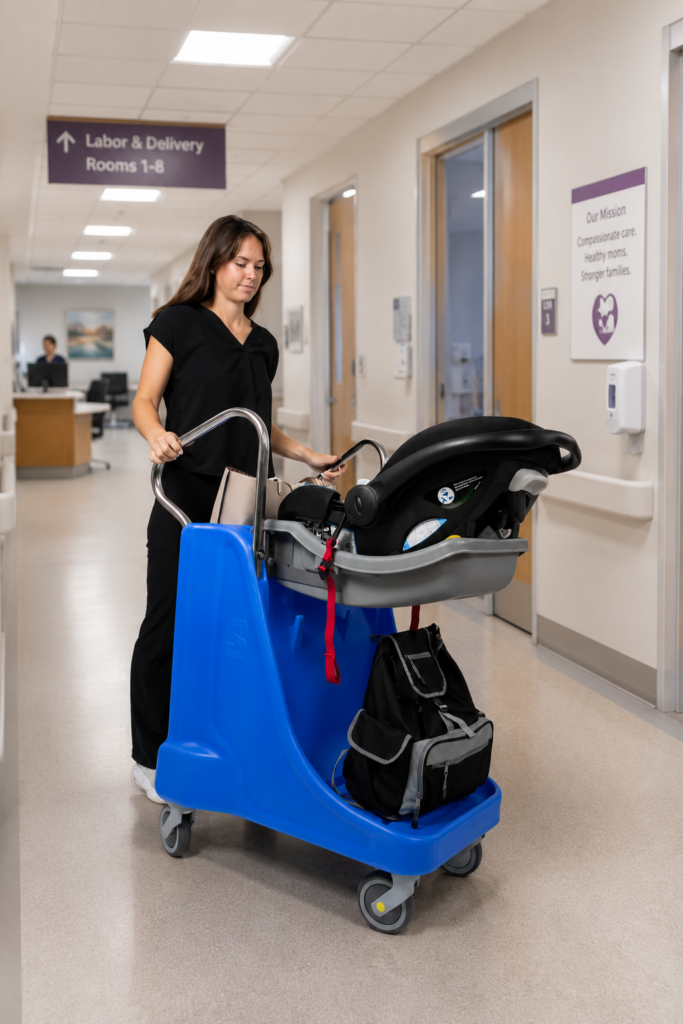 Mom with Stork Mini Infant Transport